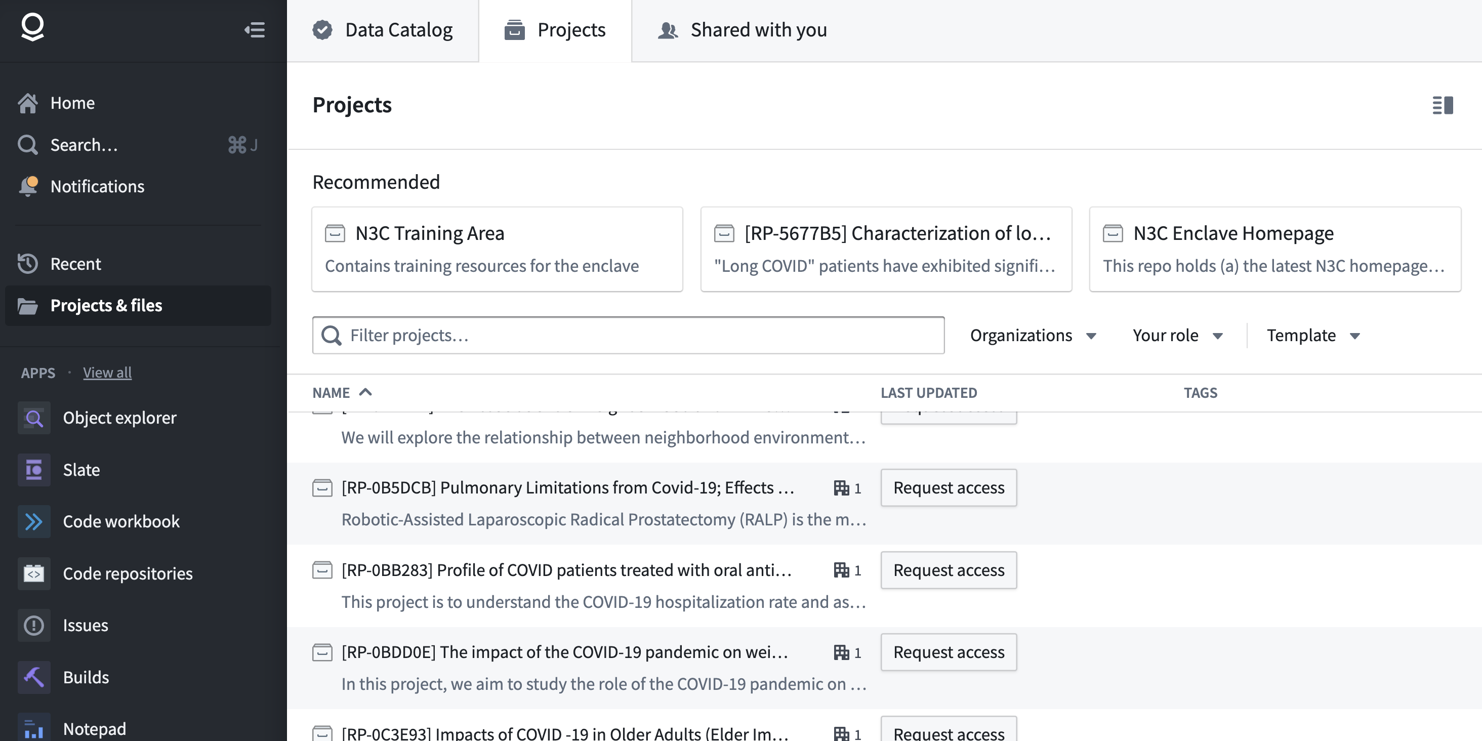 Project workspace browser.