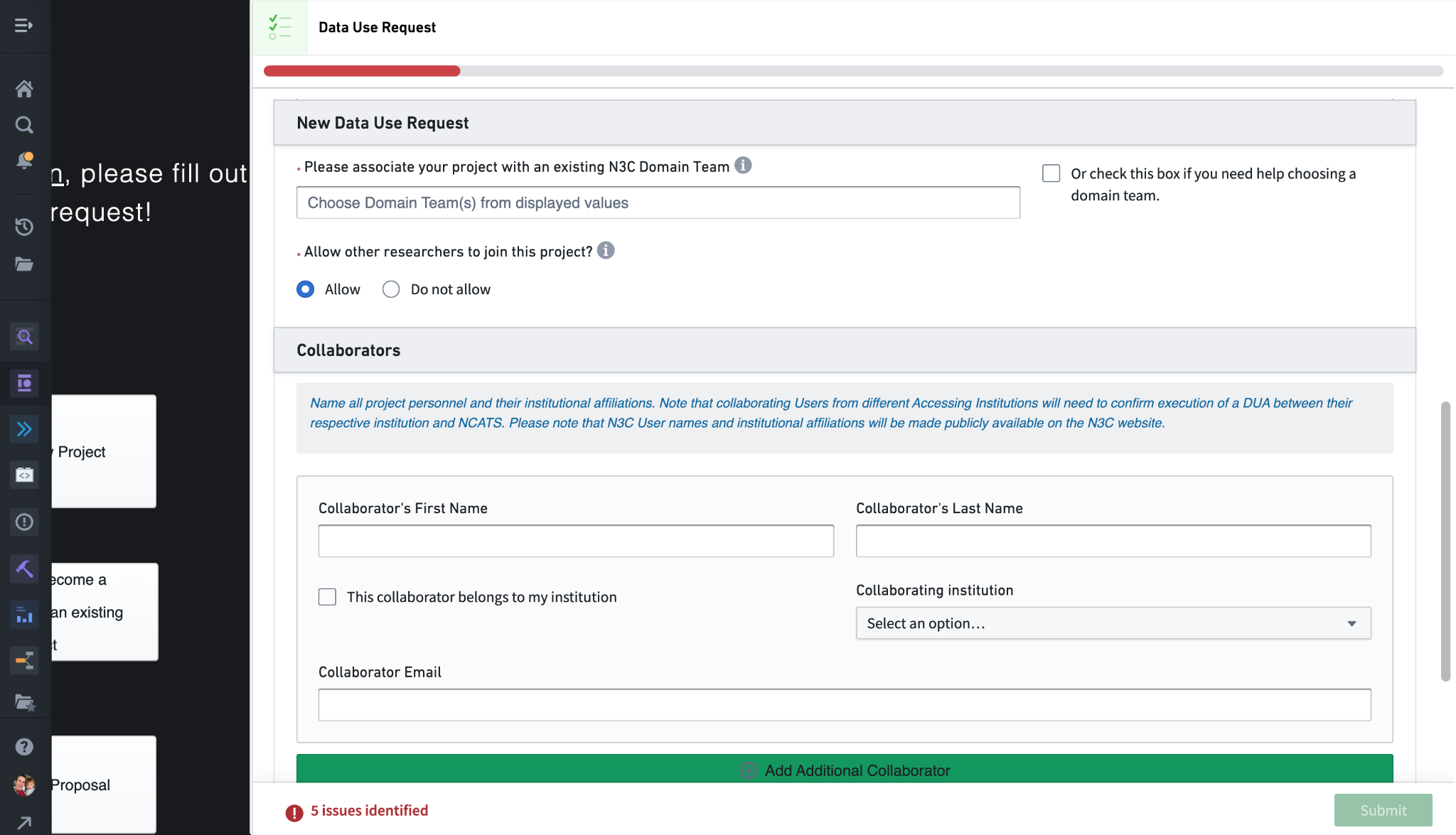 DUR Domain Teams and collaborator fields