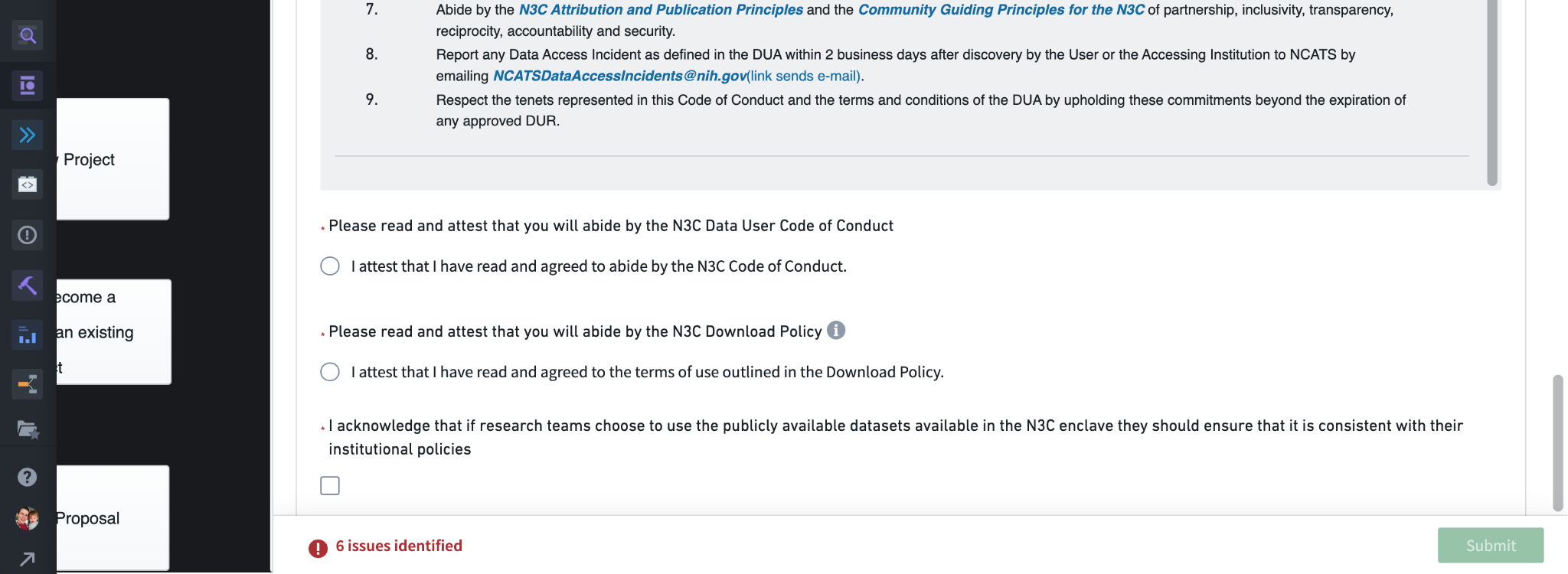 DUR attestations and acknowledgments