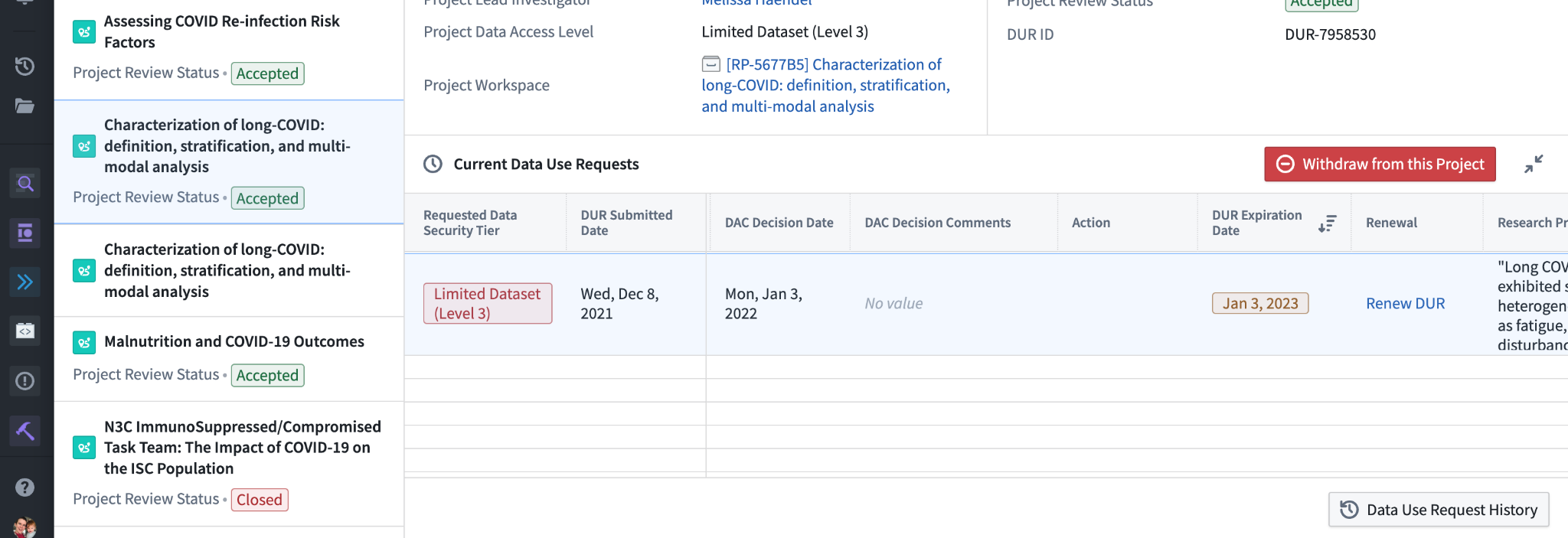 Scrolling rightward when reviewing a project