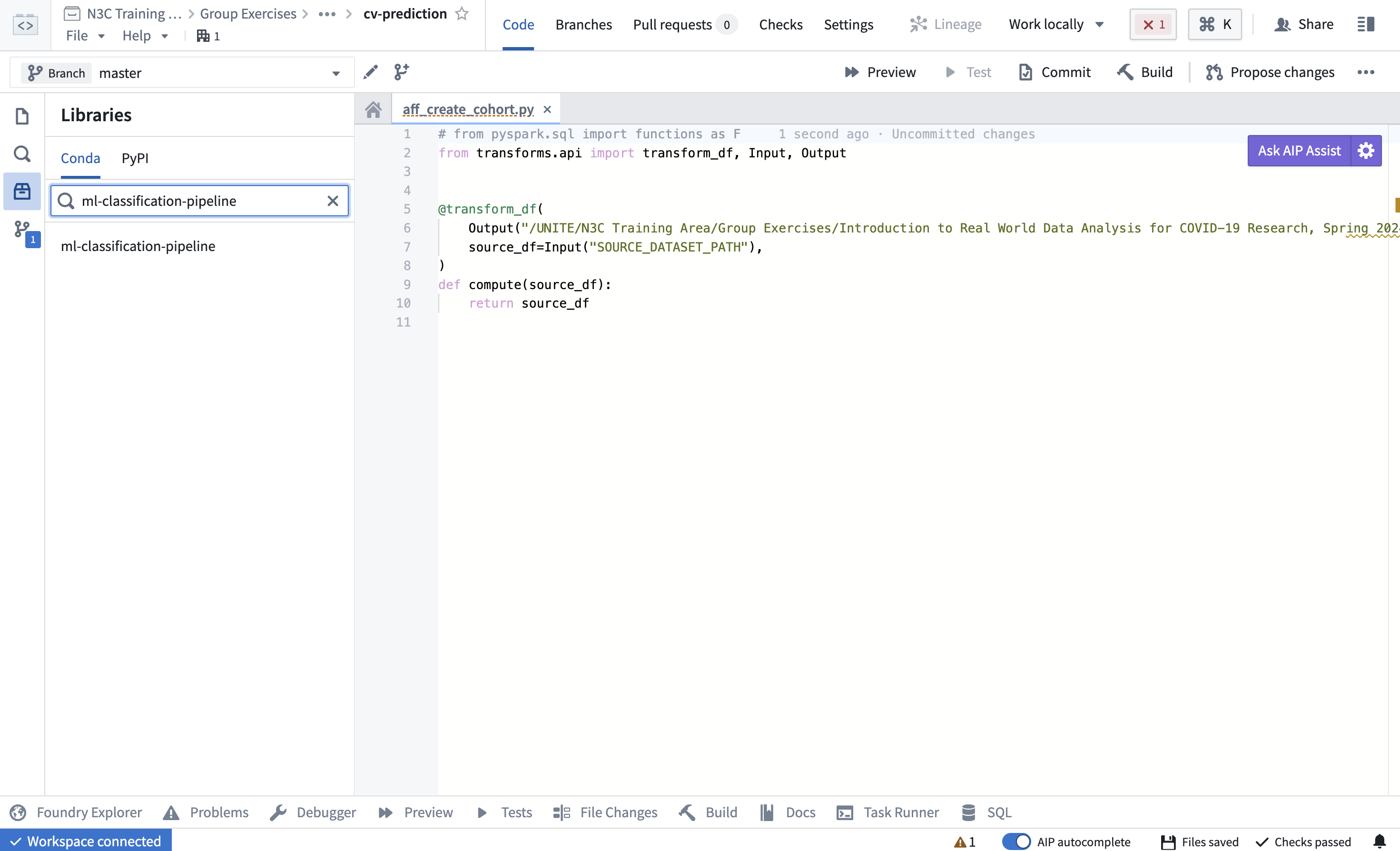 Search for a custom-created python library in the code repository.